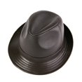 thumbnail image 1 of Men Fedora Hat Real Leather Dark Brown Jazz Hat Male Autumn Winter Men's Flat Top Cap ,Comfortable to Wear, 1 of 4