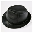 thumbnail image 1 of Hat Real Leather Jazz Hat Men Autumn Winter British Style Men's Brown Black Flat Cap ,Comfortable to Wear, 1 of 4
