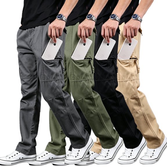 Men Field Cargo Work Pants Stretch Multi Pocket Light Ripstop All Terrain Casual Pants S-XL(1 piece)