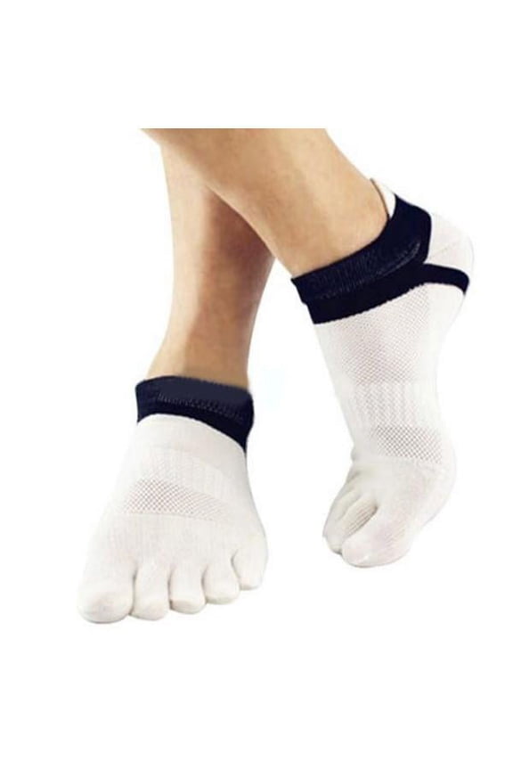 Men Five Toe Socks Cotton Solid Sports Trainer Running Finger Socks Breathable