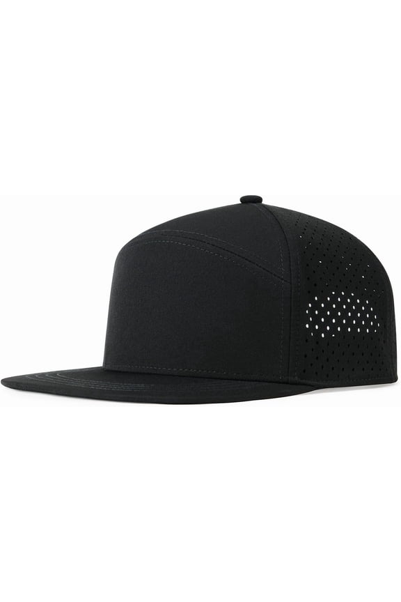 Men Flat Brim Baseball Cap Adjustable Performance Snapback Hat Laser Perforated Cap