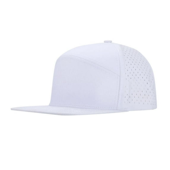 Men Flat Brim Baseball Cap Adjustable Performance Snapback Hat Perforated Cap Leisure White - One Size