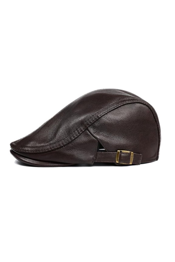 Men Flat Cap Real Leather Black Male Beret Hat Cowhide Genuine Leather Men's Duckbill Autumn Winter Gatsby Cap ,Soft Feel