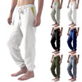 thumbnail image 1 of Men Fleece Cargo Sweatpants Casual Drawstring Athletic Workout Joggers Sweat Pants With Pockets White M, 1 of 7