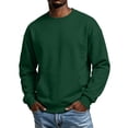 thumbnail image 1 of Men Fleece Crew Neck Sweatshirts, Long Sleeve Pullover with Zipper Arm Pocket & Front Pocket Casual Lightweight Solid Color Fall Sweatshirt No Hood, M, 1 of 7