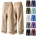 thumbnail image 1 of Men Fleece Sweatpants, Drawstring Sweatpants For Men, Straight Leg Sweatpants, Solid Color Elastic Waist Trousers For Daily Casual Lounging And Weekend Activities, 1 of 8