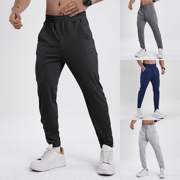 Men Fleece Sweatpants Winter Pants Athletic Drawstring Jogger Pants With Pockets Dark Gray S