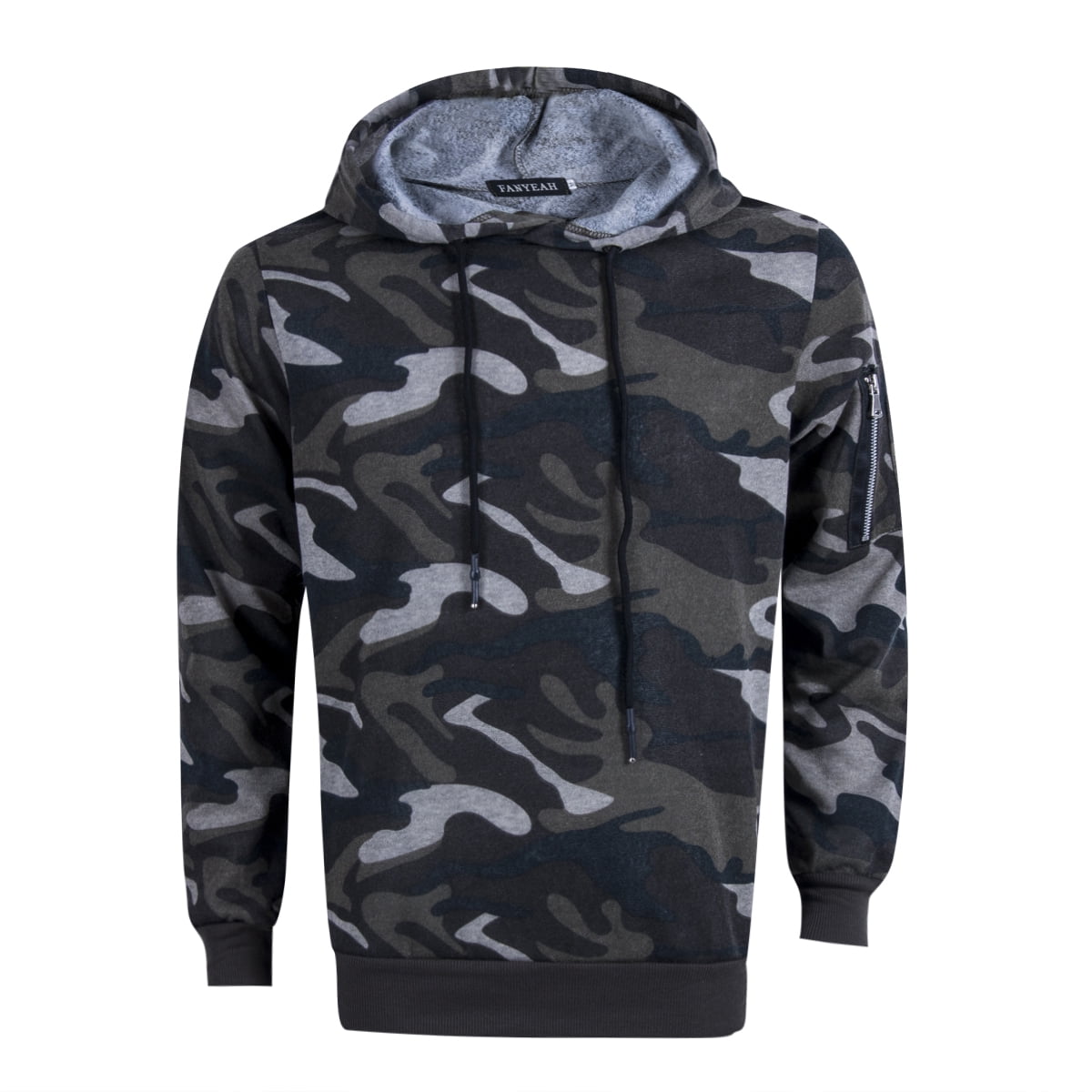 Men Fleece Sweatshirt Autumn Winter Camo Hooded Hoodies Blank Pullover ...