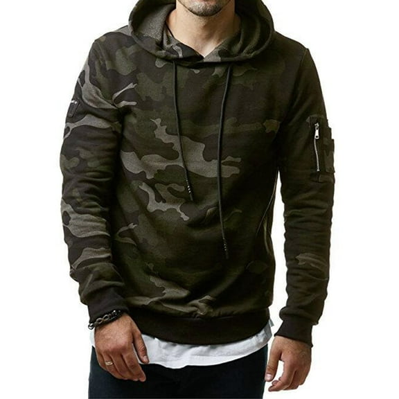 Men Fleece Sweatshirt Autumn Winter Camo Hooded Hoodies Blank Pullover Hoody Cotton Male tops clothes