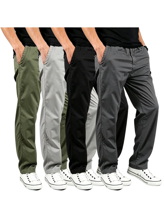 Men Flex Twill Cargo Pants Adjustable Waist Multi Utility Pocket Casual Pants S-XXL(1 piece)