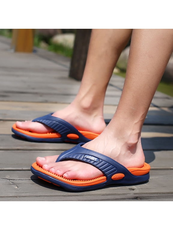 Men Flip Flops Slip On Arch Support Summer Beach Flip Flops Casual Flat Open Toe Bathroom Non Slip Mens Shoes