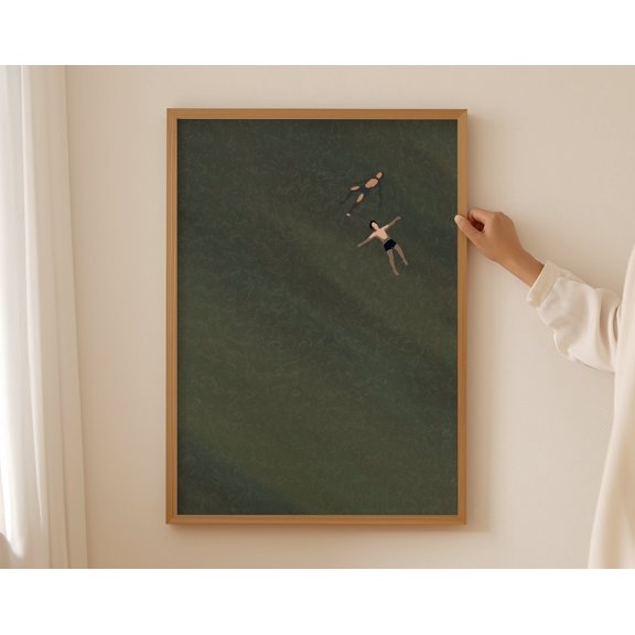 Men Floating in Water Print | Swimming Pool Art | Beach House Art | Pool House Decor | Summer Poster, 8x12 UNFRAMED