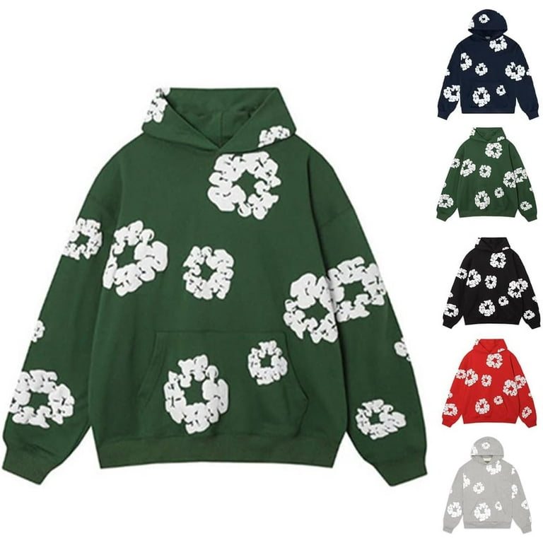 Men Flower Puff Print Hoodie, Oversized Graphic Vintage Y2K Hoodies for  Women, Pullover Harajuku Gothic Streetwear - Walmart.com