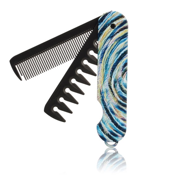 Men Folding Comb With Color Design For Textured Hair Styling Brush Gift