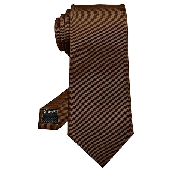 Men Formal Solid Color Necktie Classic Business Tie Satin Silk Woven Striped Pattern Accessory, Brown