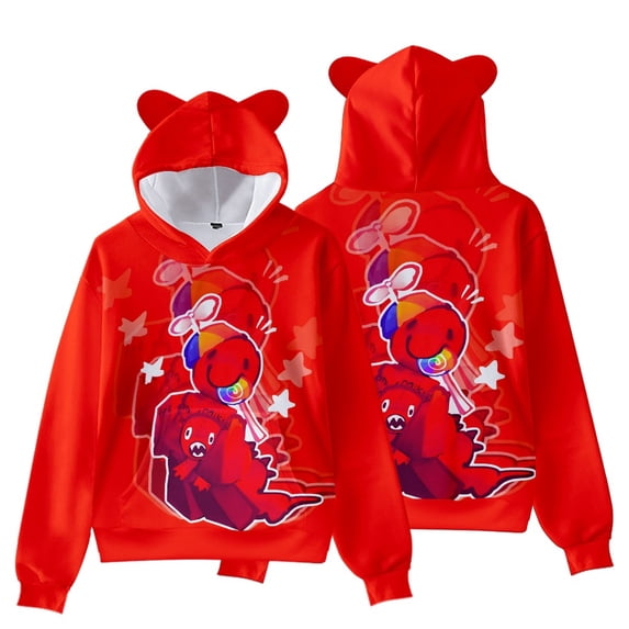 Men Forsaken Gubby 3D Figure Printed Sweatshirt Adult Funny Cute Rabbit Gubby Cat's Ear Shaped Hoodie