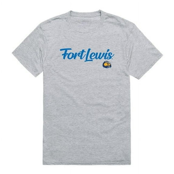 Men Fort Lewis College Script T-Shirt, Heather Grey - Extra Large