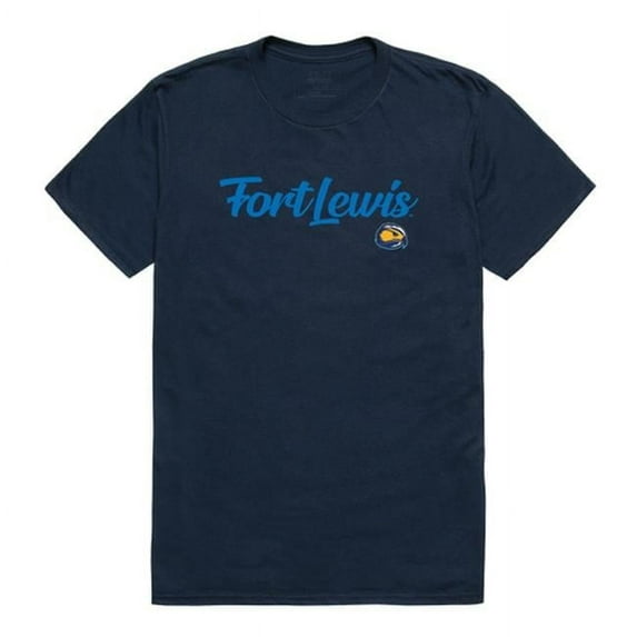 Men Fort Lewis College Script T-Shirt, Navy - 2XL