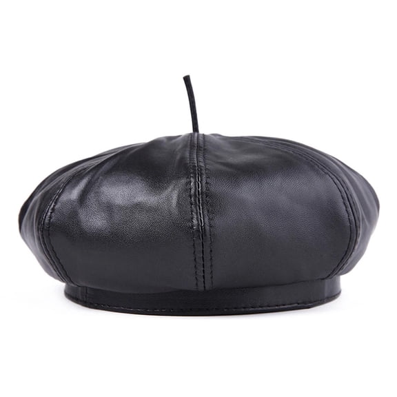 Men French Berets Hat Black Genuine Leather Painters Hat Male Natural Leather Retro Winter High-End Artist Cap Beret ,Soft Touch
