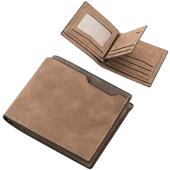 Men Frosted Wallet Men's Bifold Wallet Slim Minimalist Wallet with Id Window Card Case Rfid Blocking Wallet with 6 Slots Brown