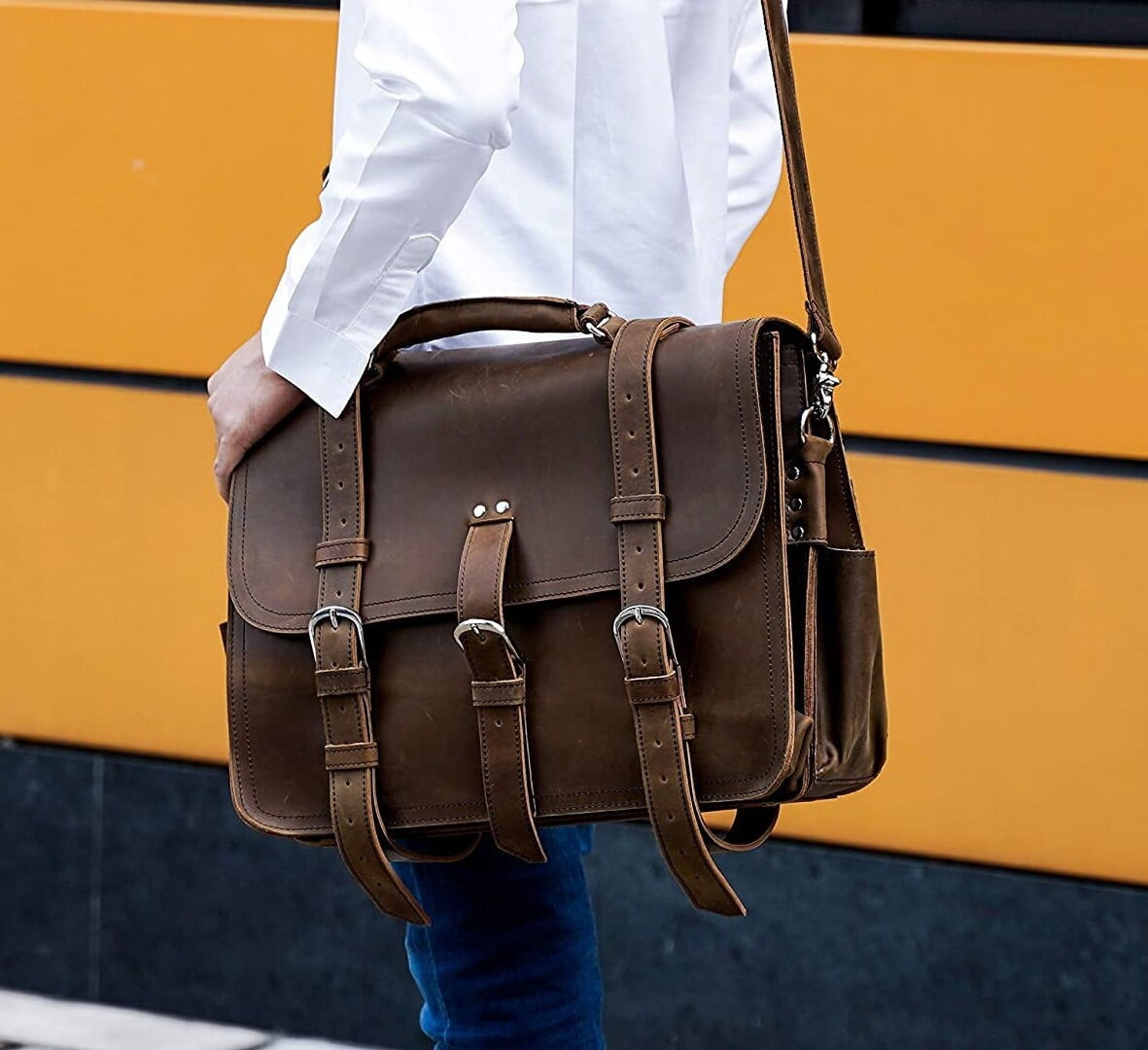 送料無料Leather Laptop Bag Full Grain Briefcase Brown Satchel Bag - Time Resistance 141［並行輸入］並行輸入 Personalized Full Grain leather Messenger Bag Handmade Laptop Bag Men\u0027s  Leather Briefcase