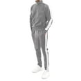 thumbnail image 1 of Men Full Zip Track Suit Set with Stand Collar Long Sleeve Jacket and Drawstring Waist Pants with Side Stripes Design, 1 of 3