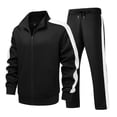 thumbnail image 1 of Men Full Zip Track Suit Set with Stand Collar Long Sleeve Jacket and Elastic Waistband Pants Sporty Style Outfit, 1 of 4