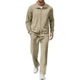 thumbnail image 1 of Men Full Zip Tracksuit Set Two Piece Long Sleeve Jacket and Pants Athletic Leisurewear Outfit for Daily Use, 1 of 5