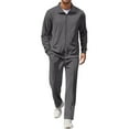 thumbnail image 1 of Men Full Zip Tracksuit Set Two Piece Long Sleeve Jacket and Pants Athletic Leisurewear Outfit for Daily Use, 1 of 5