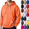 thumbnail image 1 of Men Full Zip Up Hoodie Sweatshirt Long Sleeve Drawstring Hood With Kangaroo Pocket Soft Fleece Casual Workout Streetwear Hooded Jacket Tops Saffron S, 1 of 7