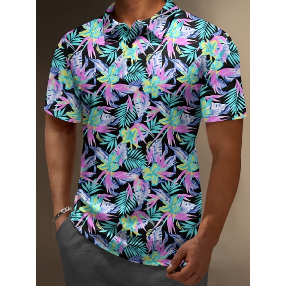 Men Funky Hawaiian Shirts Short Sleeve Tops Holiday Summer Aloha Printed Beach Casual Hawaii Shirt M-2XL Multicolor 3XL