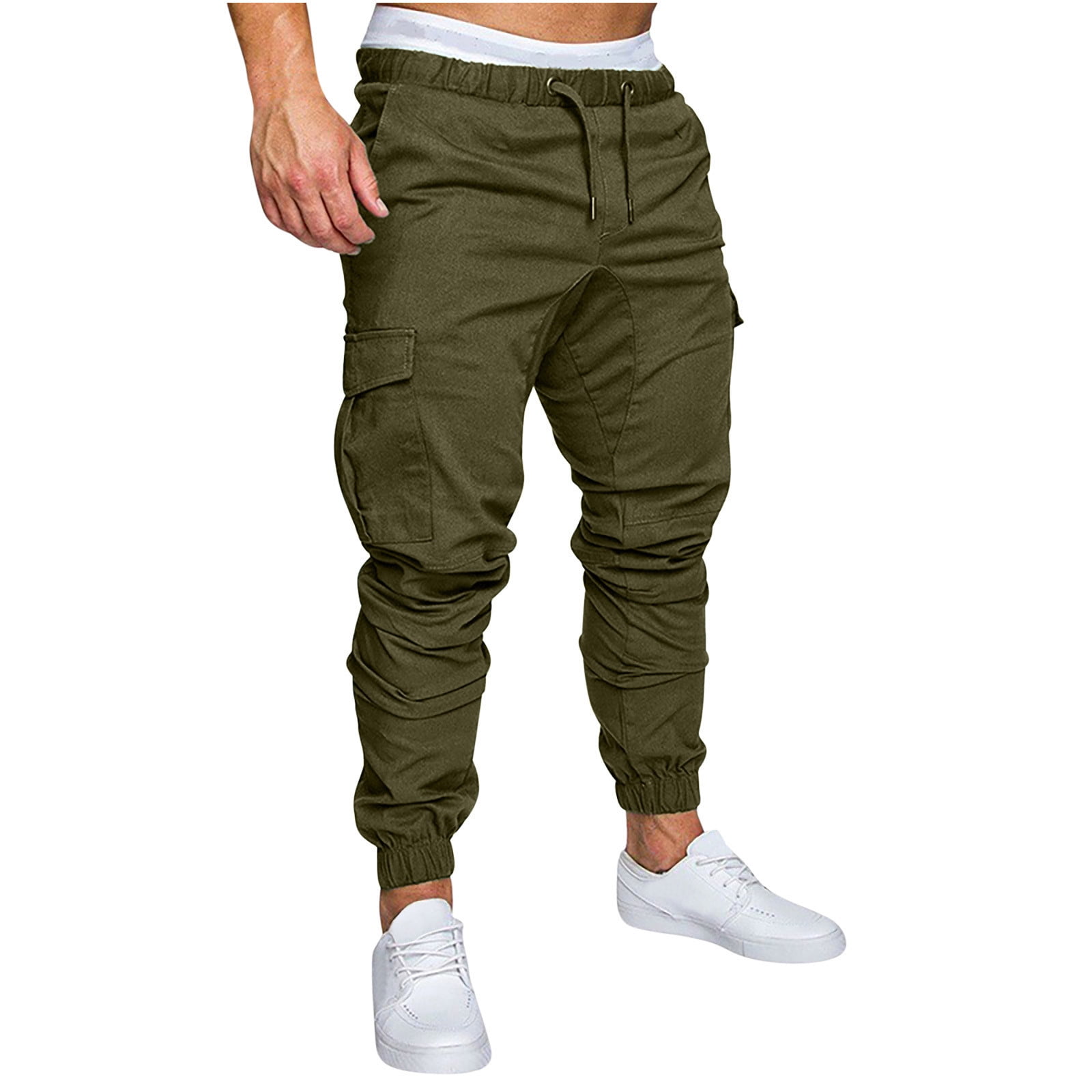 Men Funky Jogger Pants Drawstring Cargo Sweatpants Low Waist Slim Track  Pants Solid Color Wild Joggers with Pockets