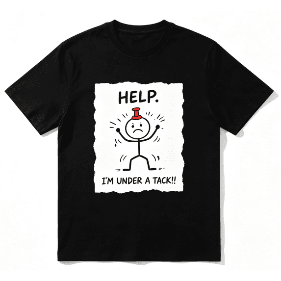 Men' & Funny "Help I' Pinned" Sticky Humor T-Shirt - Retro Clapper Design, Relaxed‑Fit Machine Washable Casual Holiday Gift Apparel,Graphic Shirts