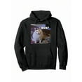 thumbnail image 1 of Men Funny Huh Meme Cat Hoodie Heavyweight Pullover Sweatshirt Soft Hooded Sweater For Casual Casual Attire Perfect Gift For Cat Lovers Black Machine Washable Cat Clothes Playful Design Digital Print, 1 of 6