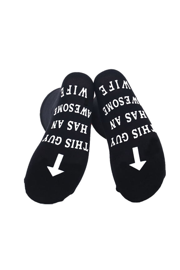Men Funny Relationsip Novelty This Guy Has An Awesome Wife Socks Rubber Letters Anti-Slip Socks Valentines Day Gifts