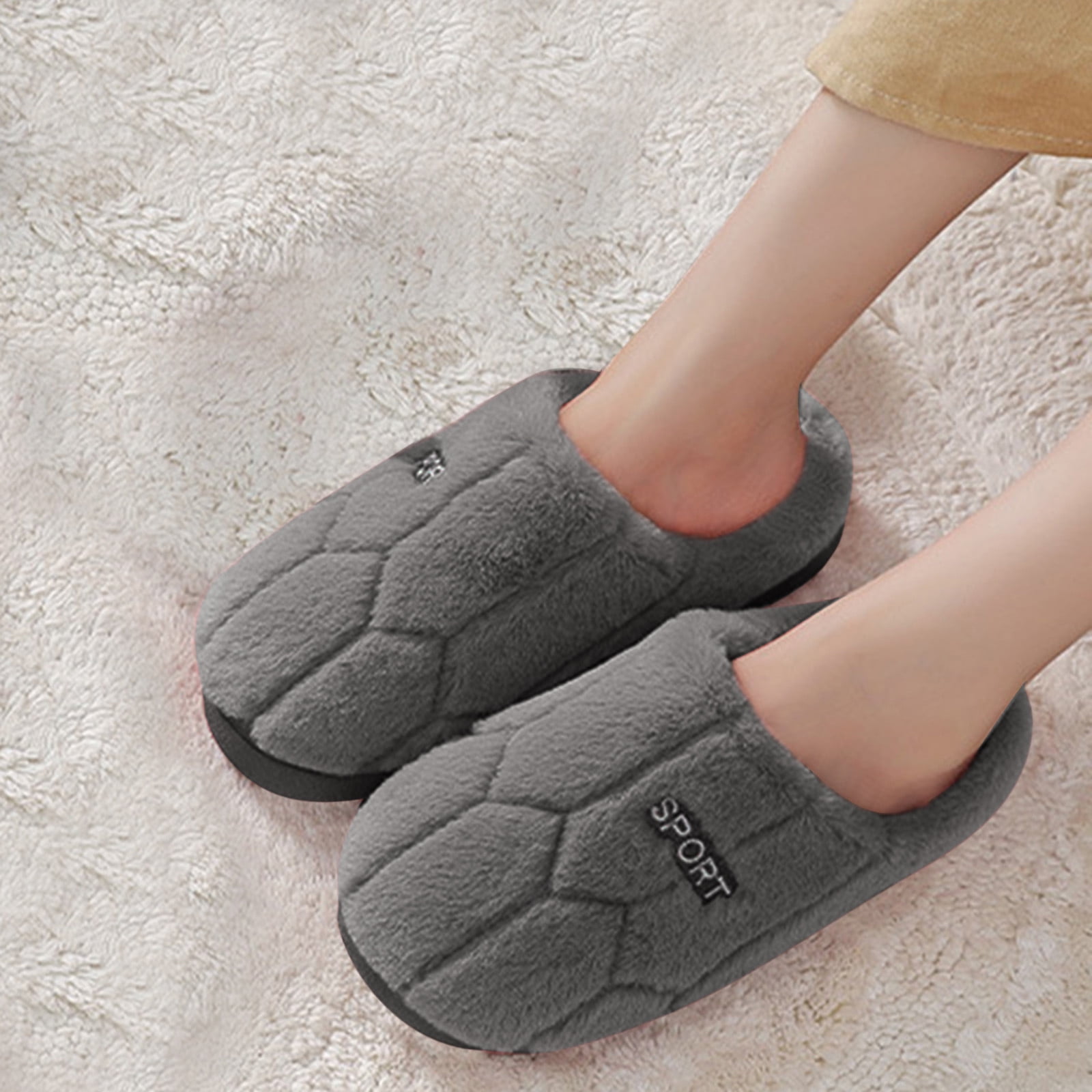 Men Fuzzy Slippers Soft Sole Plush Warm House Slippers Slippers Flip ...