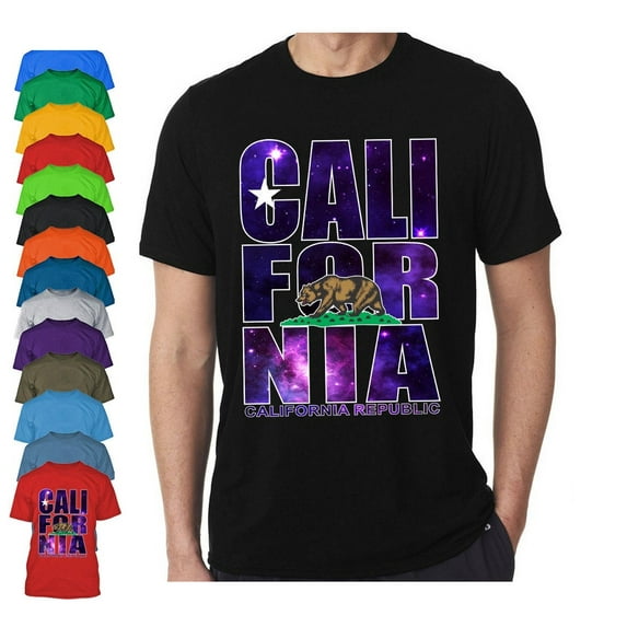 Men Galaxy California Republic Short Sleeve T-Shirt Soft and Comfy Shirt, Lightweight Shirt Color Purple Large