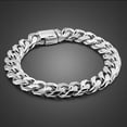 thumbnail image 1 of Men Genuine 100% 925 Sterling Silver Bracelets Curb Cuban Chain 10 MM 7-10 inch Italy Silver Bracelets Punk Fine Jewelry Gift Gift, 1 of 6