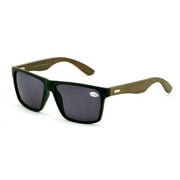Men Genuine Bamboo Large Full Lens Sunglasses Reader - Tinted Reading Glasses 145mm Wide NOT BIFOCAL +2.00