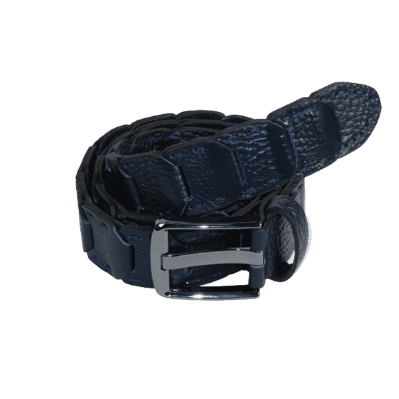 Men Genuine Leather Belt PIERO ROSSI Turkey Crocodile print Hand Stitch #69 navy