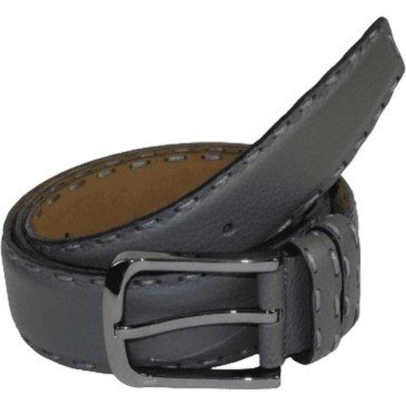 Men Genuine Leather Belt PIERO ROSSI Turkey Soft Full Grain Hand Stitch 301 Gray