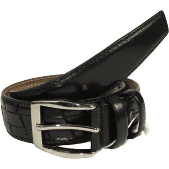 Men Genuine Leather Belt PIERO ROSSI Turkey Soft Full Grain Stitched #137 Black