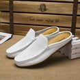 thumbnail image 1 of Men Genuine Leather Slip On Mules Light Open Back Casual Shoes Walking Driving, 1 of 13
