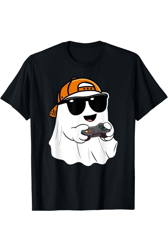 Men Ghost Gamer Scary Costume Gaming Halloween Holiday T-Shirt, Size S-5XL
