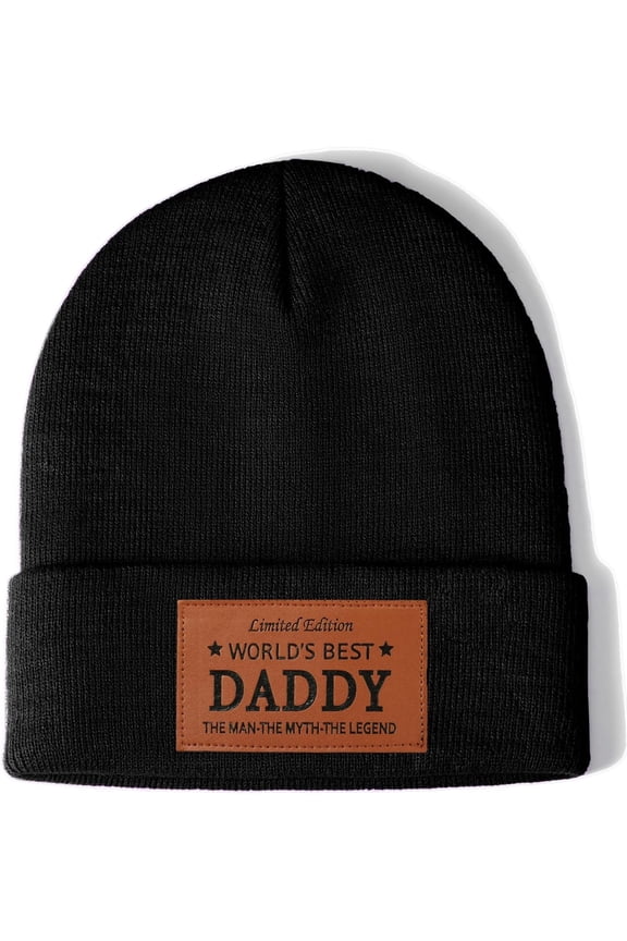 Men Gifts Worlds Dad Uncle Husband Leather Beanie Hat from Daughter Niece Christmas Stocking Stuffers Birthday Gifts
