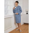 thumbnail image 1 of Men Gingham Print Half Button Sleep Robe, 1 of 5