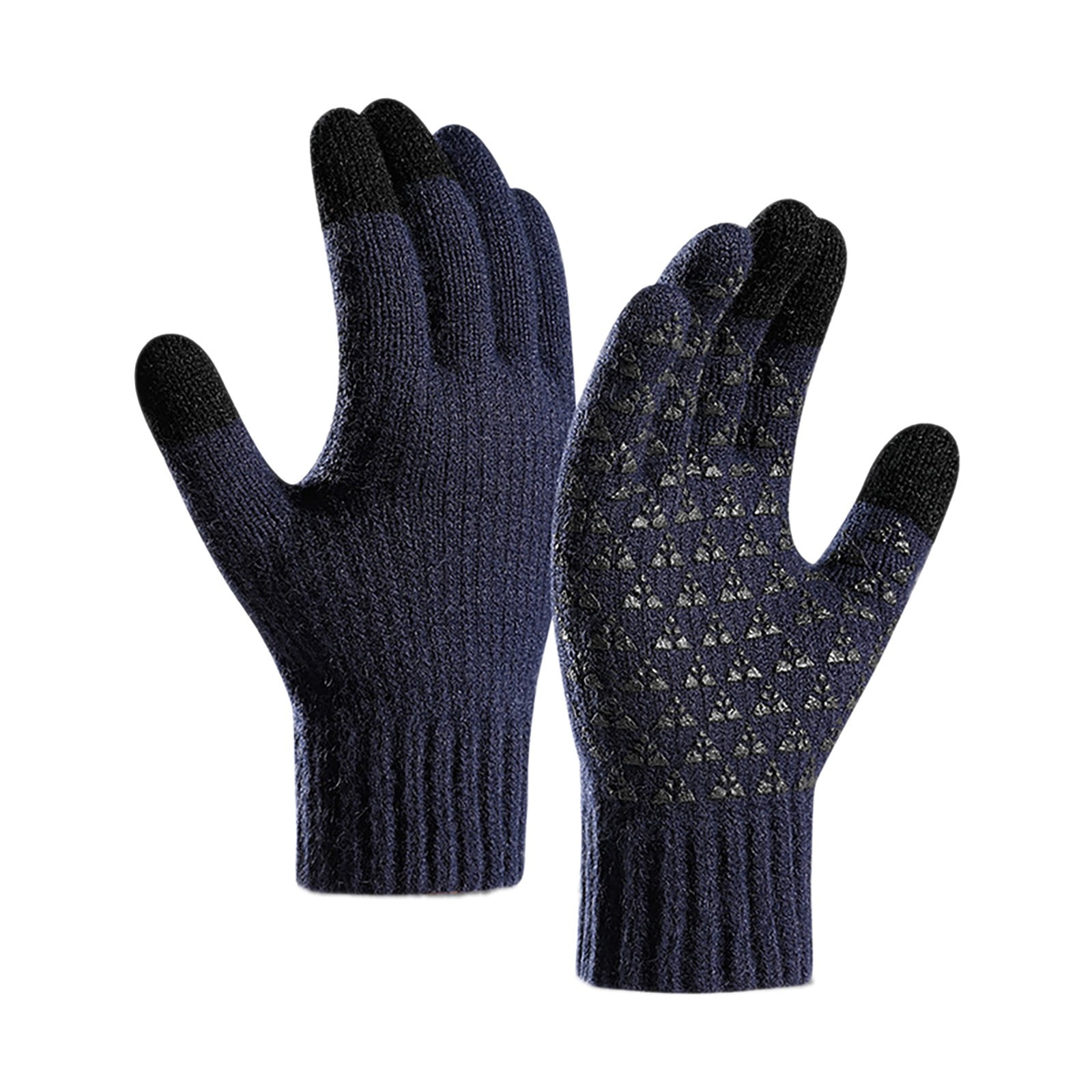 Men Gloves Winter Reinforced Knitted Wool Cycling Screen Gloves Mittens