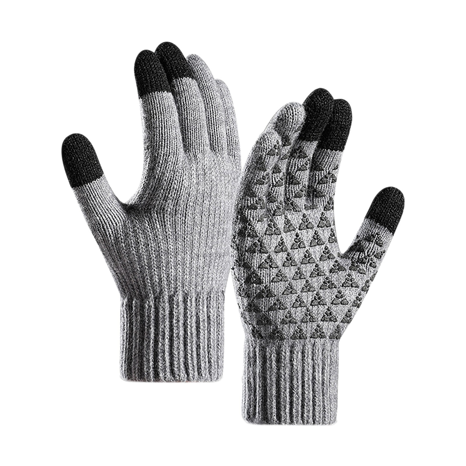 Men Gloves Winter Reinforced Knitted Wool Cycling Screen Gloves Mittens for Women Cold Weather