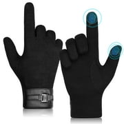 Men Gloves Winter Touchscreen Gloves Windproof Warm Gloves Cold Weather Gloves Thick Casual Gloves for Men - Black & M