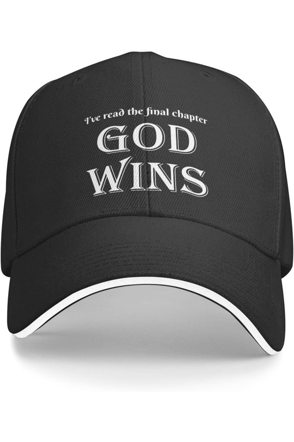 Men God Wins I've Read The Final Chapter Trucker Hat Baseball Cap Funny Outdoor Travel Dad Caps